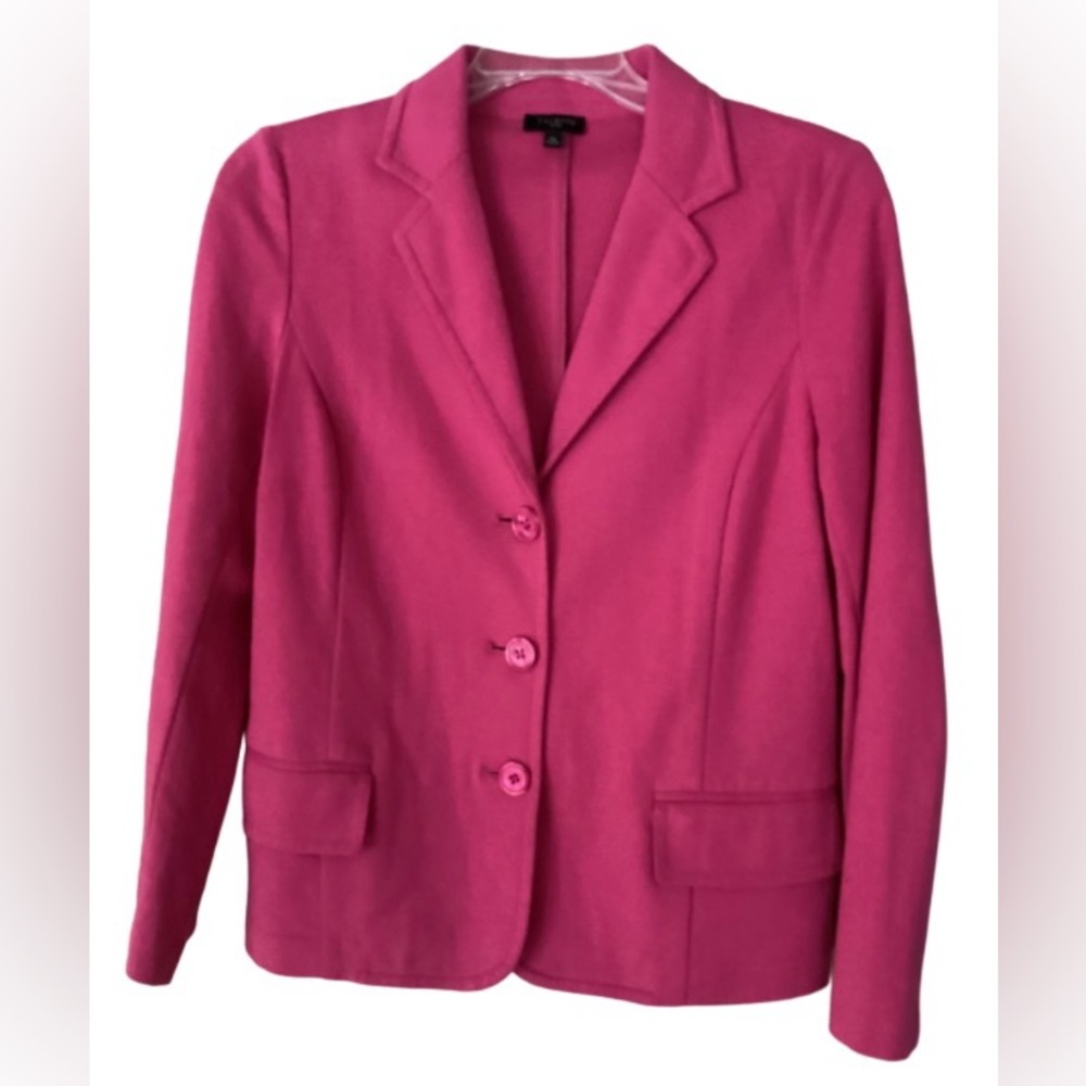 Talbots bright pink knit stretch blazer